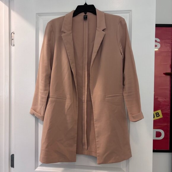 Windsor Beige Open Front Lightweight Longline Blazer - Picture 2 of 8